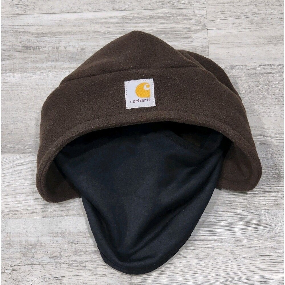 Carhartt Fleece 2-in-1 Hat Cap Men's Brown Winter Mask Workwear One Size A202